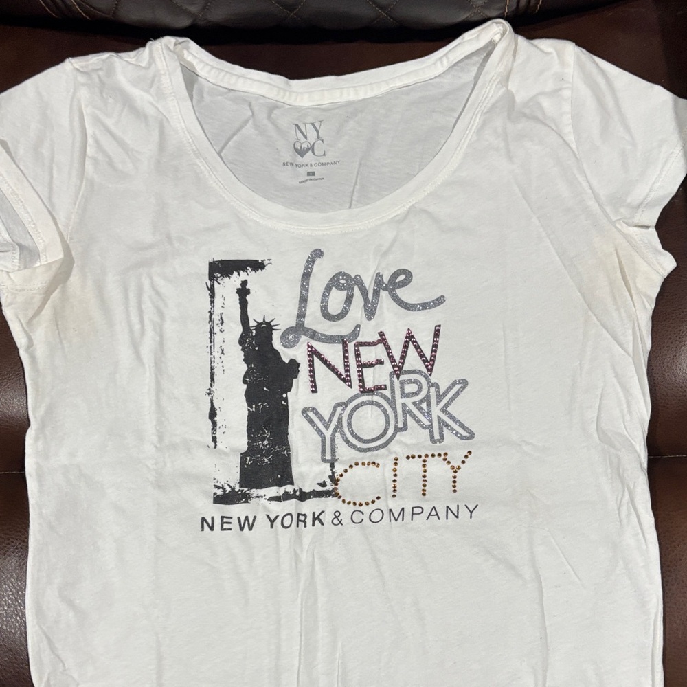 New York & Company White Love New York Tee